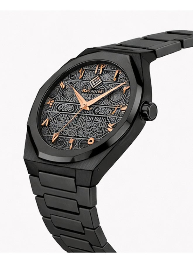 FG UNITED Mens Thin Design Black Tone Stainless Steel Arabic Dial Watch 41mm - FG7011 - Image 3